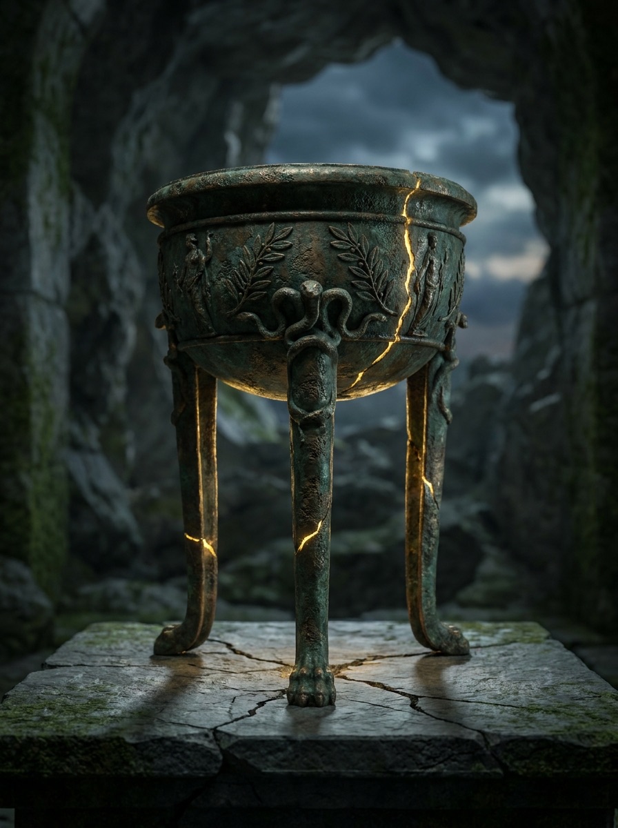 imagen de la entidad de Trípode de Delfos. Mitología griega