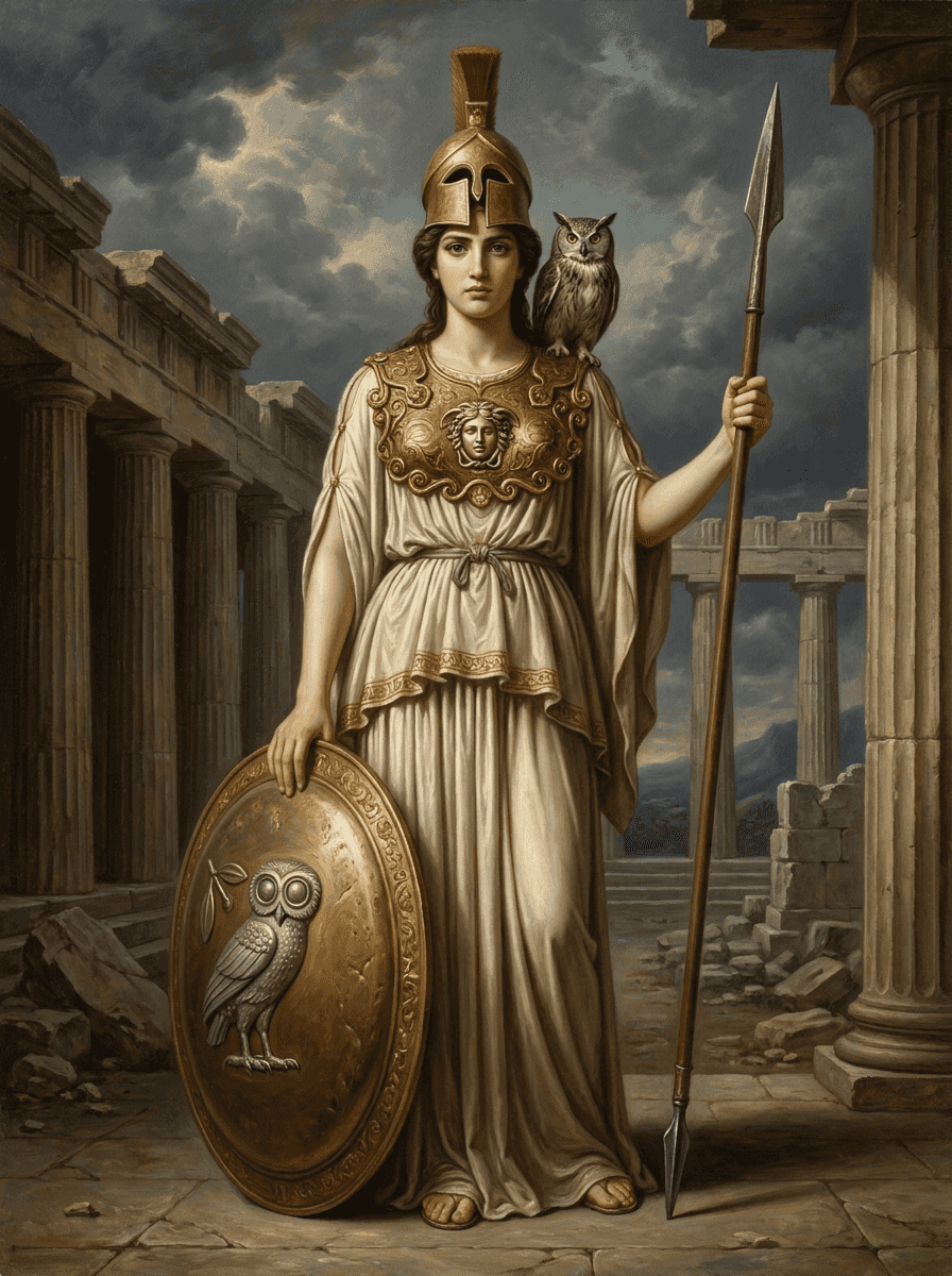 imagen de la entidad de Atenea. Diosa de la sabiduría y de la guerra estratégica
