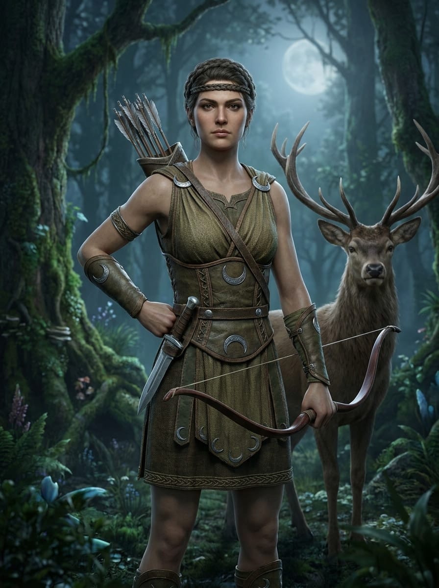 Artemis entity image. Moonlit Goddess of the Hunt, the Wild, and Maiden Chastity