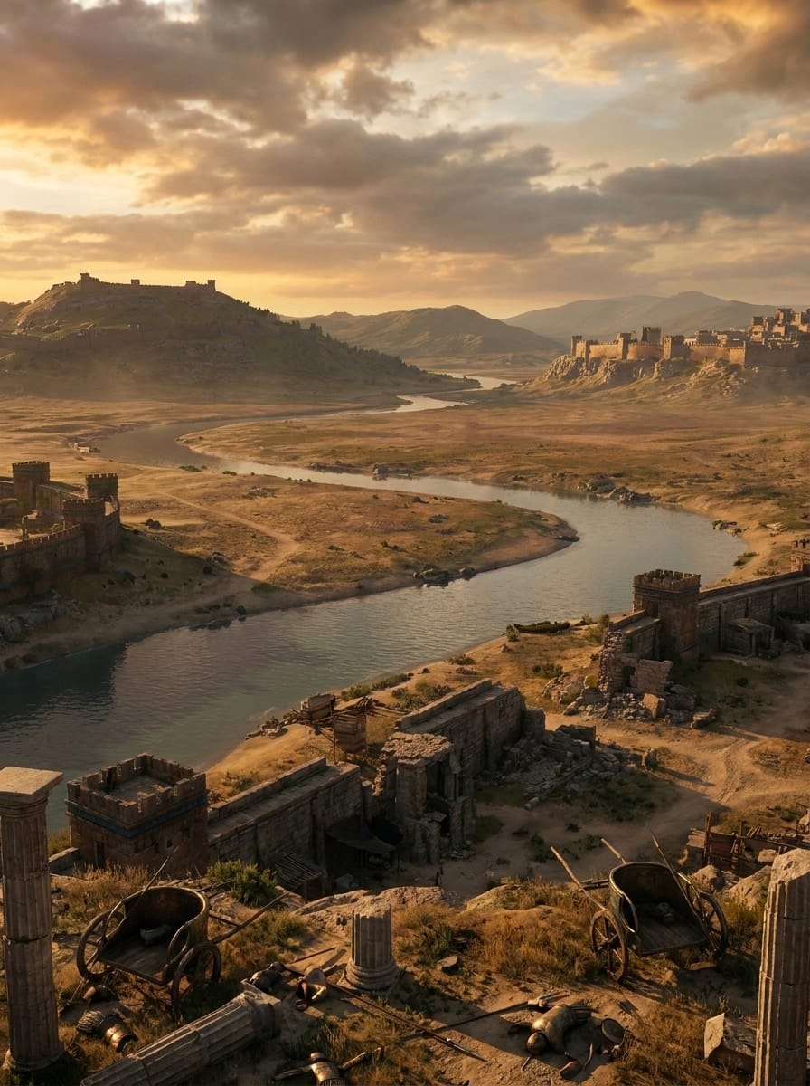imagen de la entidad de río Escamandro. Mitología griega