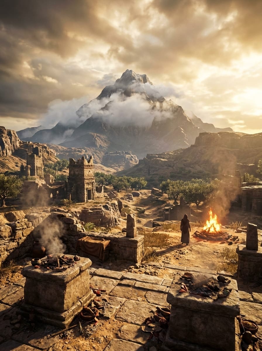 Mecone entity image. Mecone is the place in Greek mythology where gods and humans agreed on the division of sacrificial meat. Its importance lies in Prometheus' attempt there to secure a share of the sacrifice for humankind, an act that led to Zeus withholding fire and to Prometheus stealing it back.
