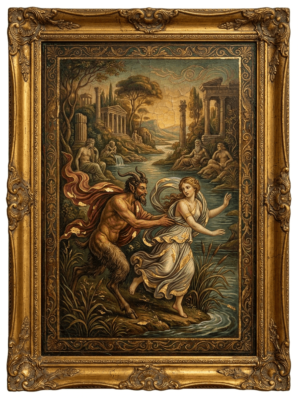 Pan and Syrinx entity image. Greek Mythology