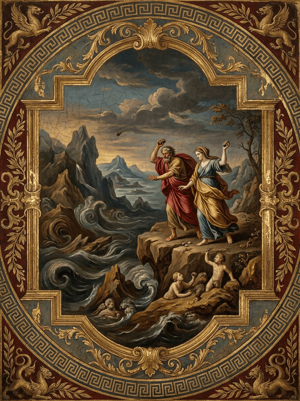 Deucalion and Pyrrha entity image. Greek Mythology