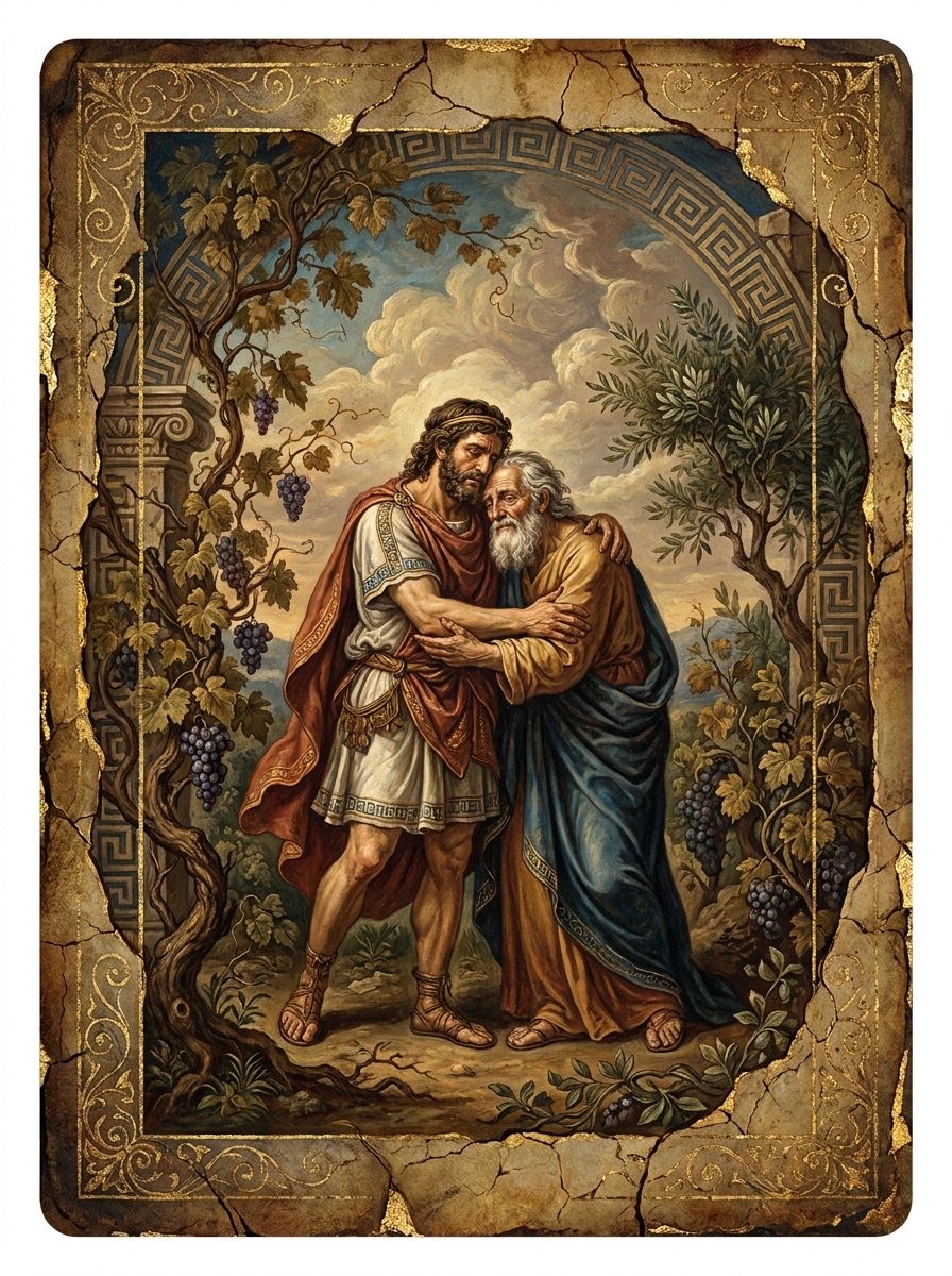 Odysseus and Laertes entity image. Greek Mythology