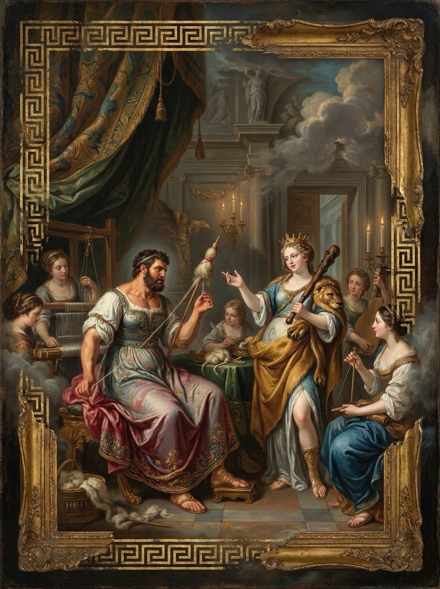 Heracles in Service to Omphale entity image. Greek Mythology