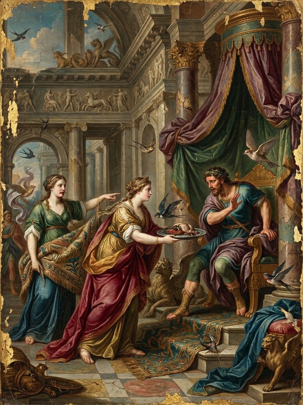 imagen de la entidad de Procne y Filomela. Mitología griega