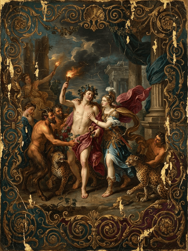 Dionysus and Pallene entity image. Greek Mythology