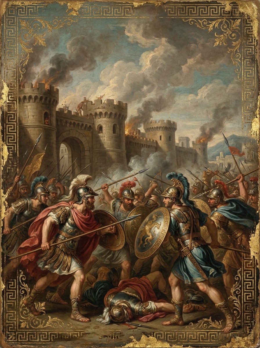 imagen de la entidad de Los Epígonos atacan Tebas. Mitología griega