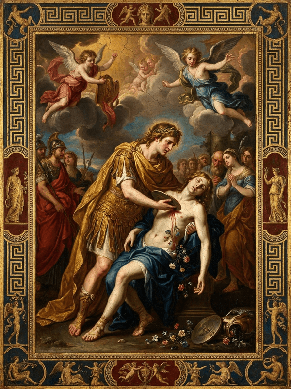 Apollo and Hyacinthus entity image. Greek Mythology
